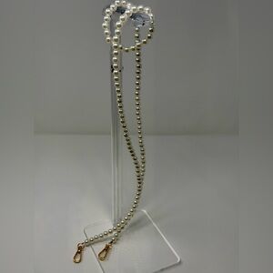 Faux Pearl Bag Chain 47” NWOT